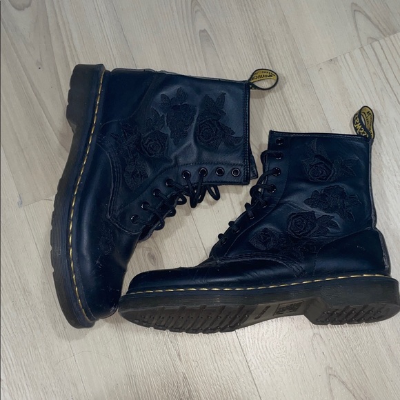 Dr. Martens Black Floral Combat Boots - Picture 5 of 11